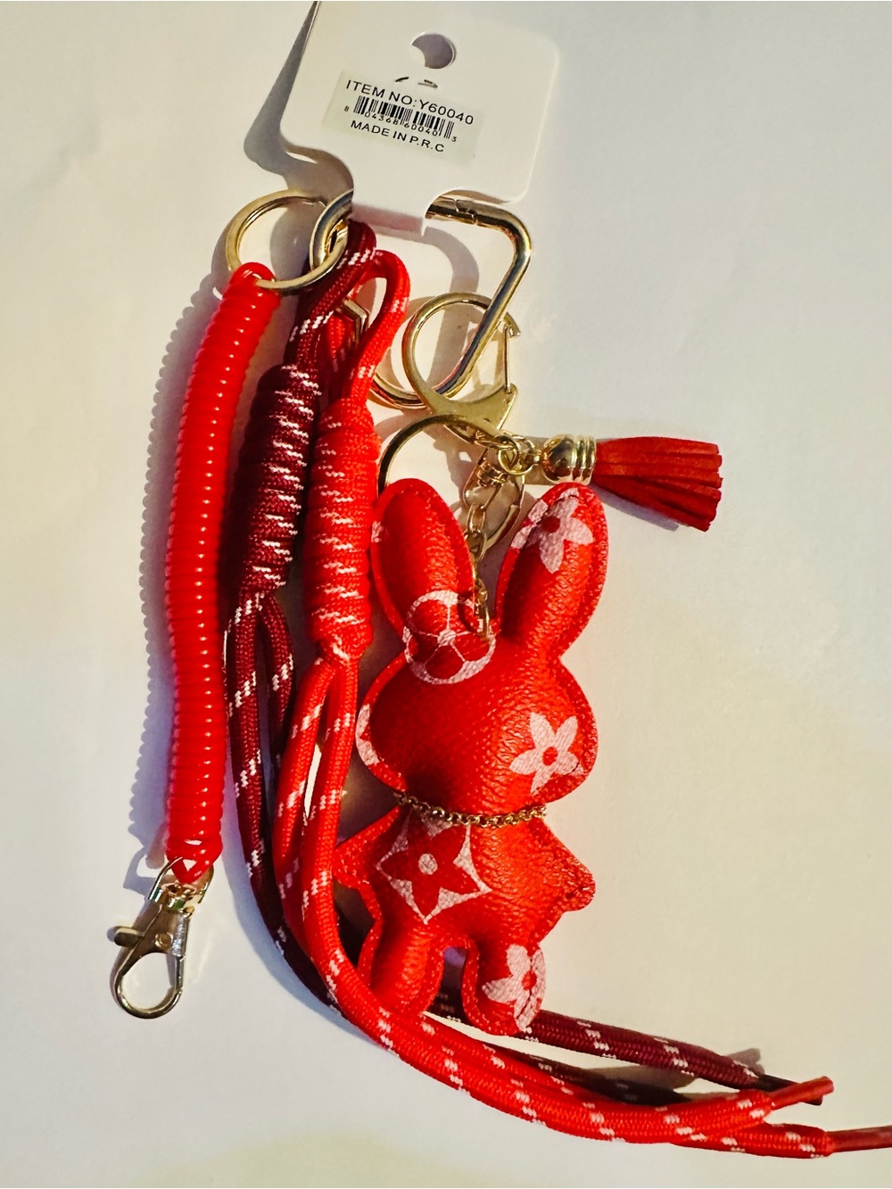 Red Bunny BagCharm/Keychain with Tassel - Picture 3 of 3
